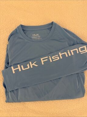 Huk Performance Long Sleeve Shirt - Sky Blue with White Logo